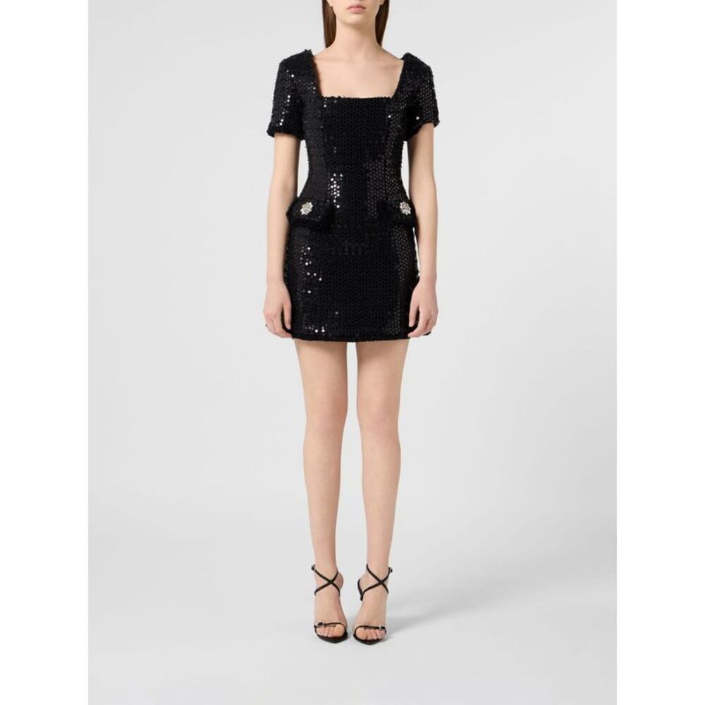 Crystal And Sequin Embellished Tweed Mini Dress Philipp Plein